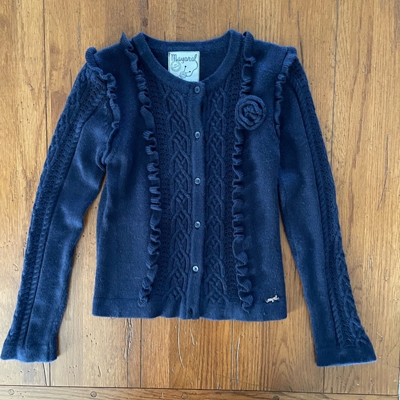 Mayoral Other - Mayaral Navy Ruffled Cardigan Sweater Girl’s 7